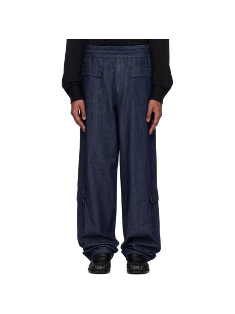 Dries Van Noten Indigo Elasticized Cargo Jeans
