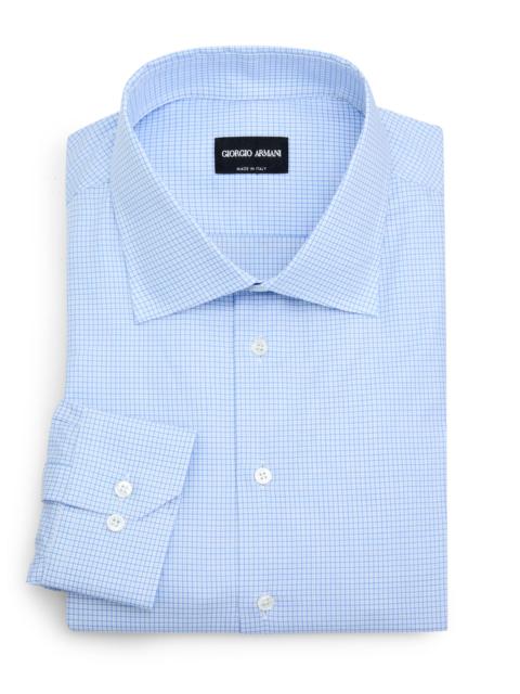 GIORGIO ARMANI Men's Checked Dress Shirt - Light Blue
