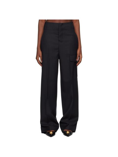 AMI Paris Navy Straight Fit Trousers