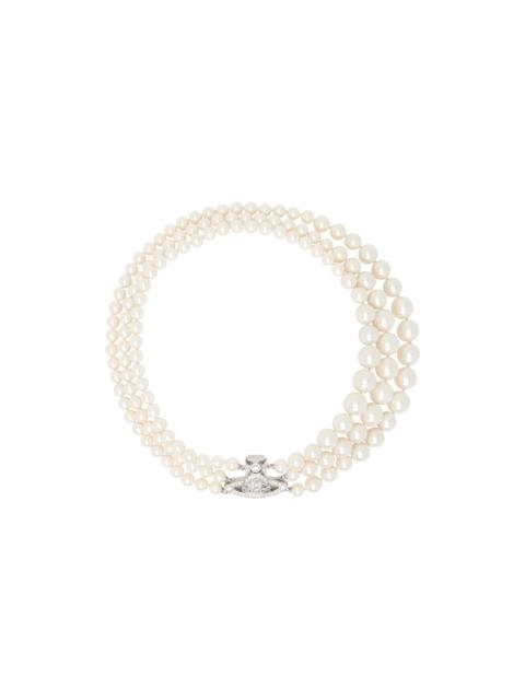 Vivienne Westwood White Graziella Three Row Pearl Necklace