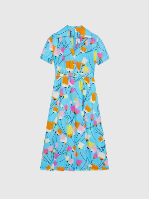 GUCCI Tulip print pleated dress