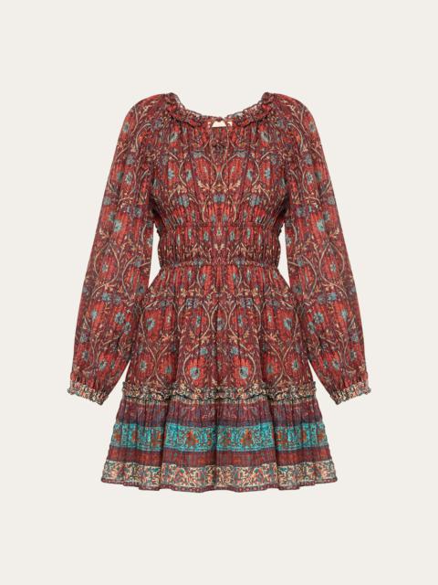 Val Printed Long-Sleeve Mini Dress