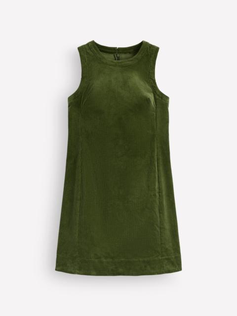 BODEN Lou Cord Shift Dress-Forest Green
