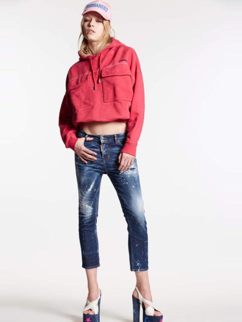 DARK SPOTTED WASH COOL GIRL CROPPED JEANS