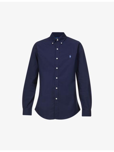Polo Ralph Lauren Long-sleeved logo-embroidered slim-fit stretch cotton-poplin shirt