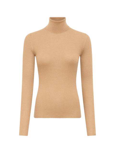 GABRIELA HEARST Peppe Knit Turtleneck in Camel Cashmere Silk