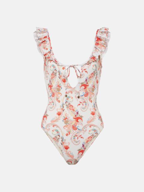 Etro Ruffled paisley swimsuit