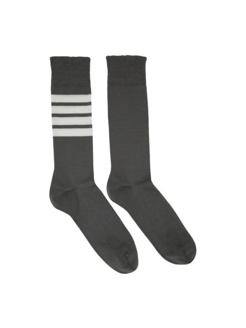 Thom Browne Grey Mid-Calf 4-Bar Socks