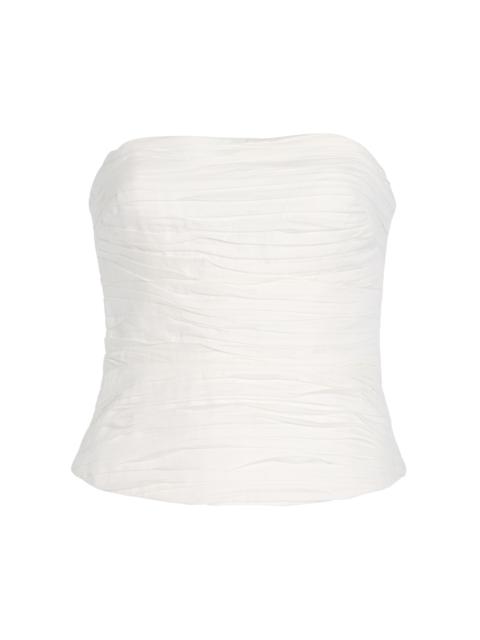 Aje. Sunbeam Ruched Cotton Bustier ivory