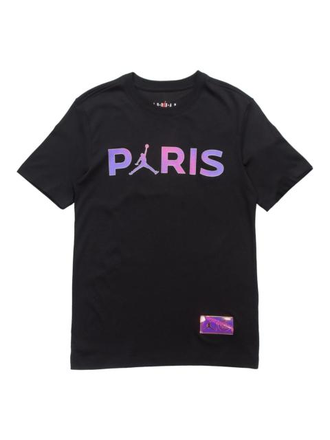 Jordan Air Jordan Paris Saint-Germain Casual Sports Round Neck Short Sleeve Black CZ0802-010