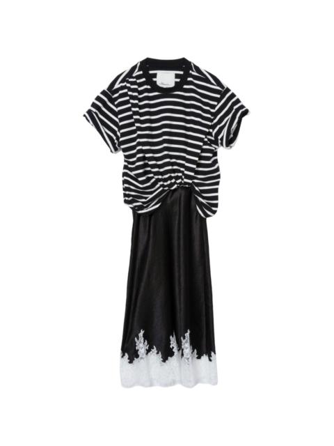 stripe-print draped T-shirt dress