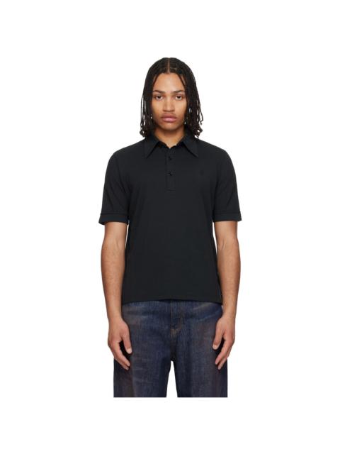 MM6 Maison Margiela Black Embroidered-Logo Polo