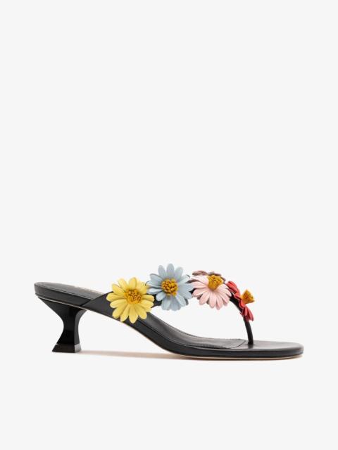 Larroudé Fiore Thong Sandal Black Leather