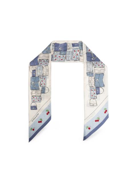 COACH cherry-print silk scarf