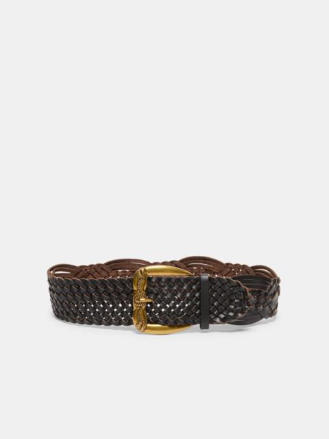 dolce vita WOVEN WESTERN BUCKLE BELT ESPRESSO GOLD