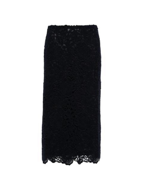 guipure-lace midi skirt