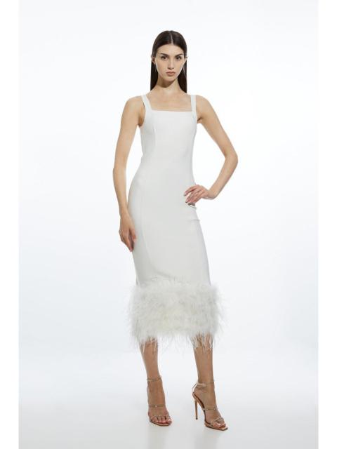KAREN MILLEN Figure Form Bandage Feather Hem Knit Midi Dress