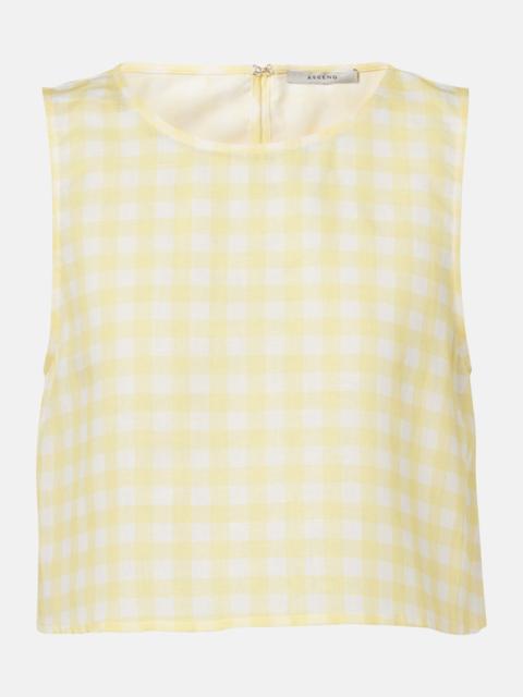ASCENO Kobe gingham linen and cotton crop top