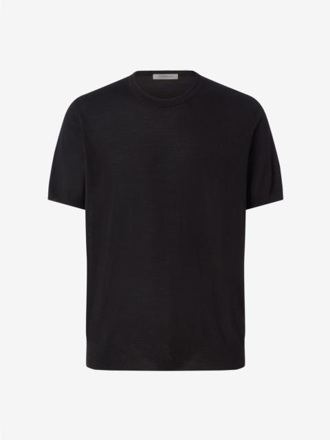 CORNELIANI Black crew neck t-shirt made from pure wool