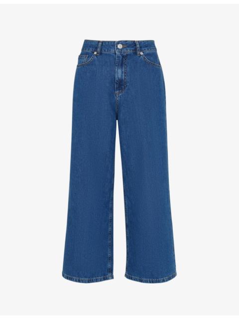 WHISTLES Wide-leg mid-rise cropped denim jeans