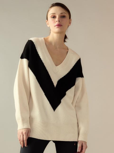 CYNTHIA ROWLEY Collegiate V-Neck Sweater
