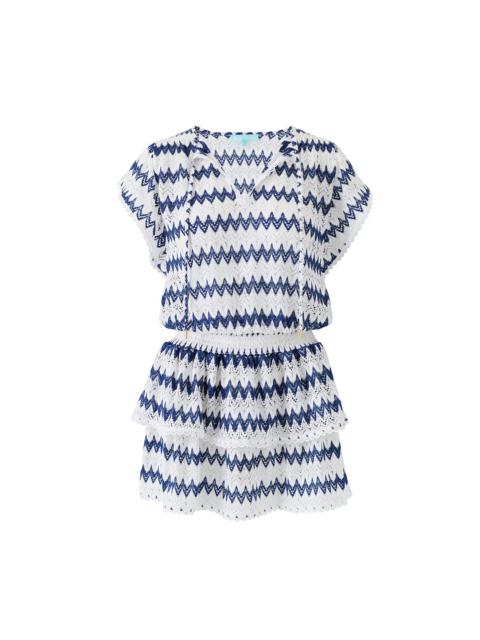MELISSA ODABASH REMI WHITE/MARINE DRESS
