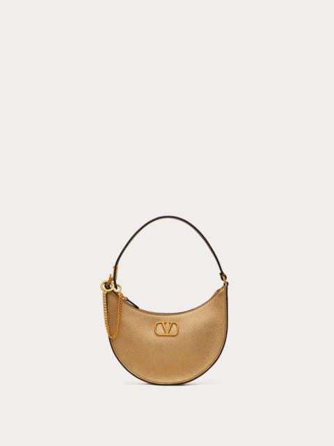 Valentino VLOGO SIGNATURE MINI HOBO BAG IN METALLIC GRAINY CALFSKIN