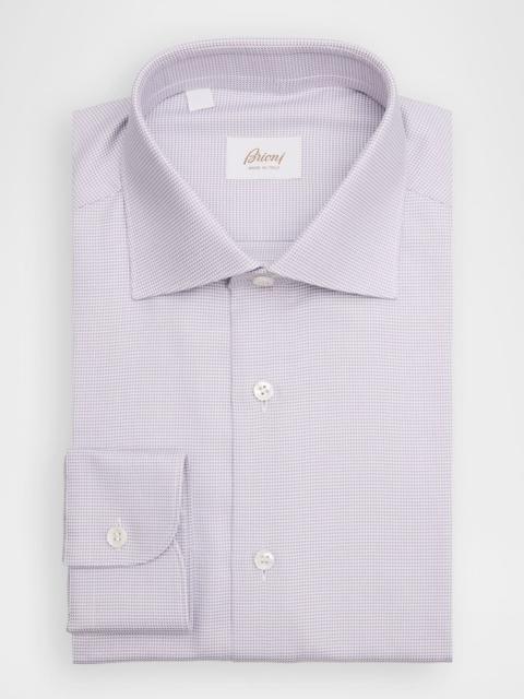 Brioni Men's Micro-Geometric Cotton Dress Shirt