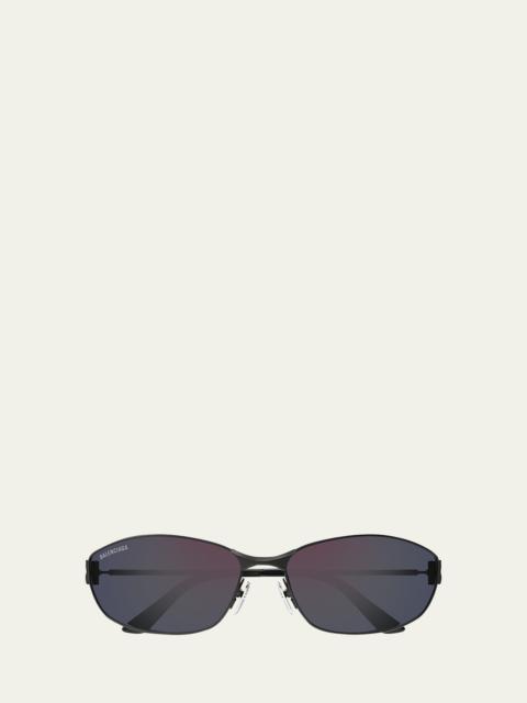 BALENCIAGA Men's BB Logo Metal and Nylon Oval Sunglasses