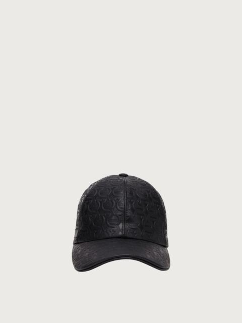 Leather Gancini baseball cap