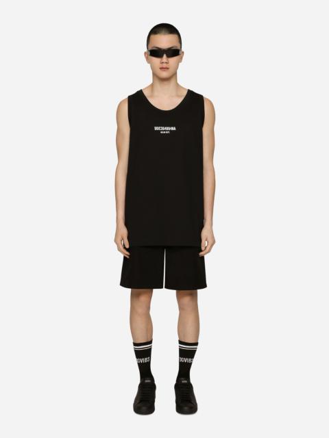 Printed cotton jersey singlet with DGVIB3 patch
