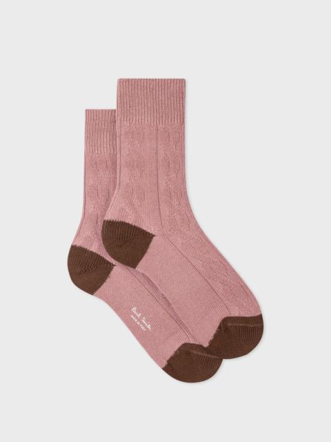 Paul Smith Pink Cable Knit Cashmere Blend Socks