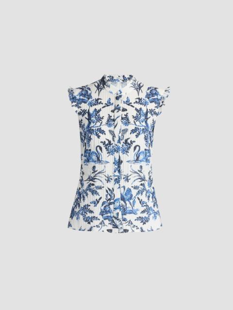 Erdem CRINKLED JACQUARD SLEEVELESS SHIRT