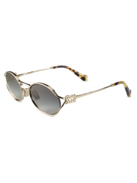 Miu Miu Women's 54MM Metal Round Sunglasses - Pale Gold Grey