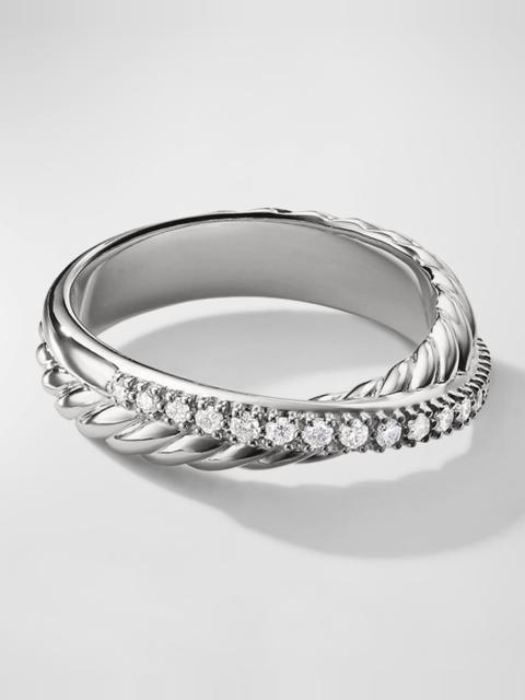 DAVID YURMAN Crossover Band Ring with Diamonds in Silver, 5.3mm