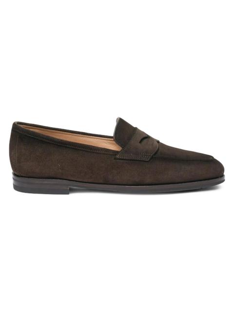 Santoni Women's Carla Suede Penny Loafers - Dark Brown