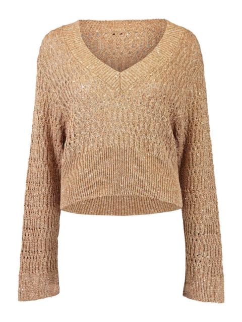 Brunello Cucinelli Braided V Neck Top