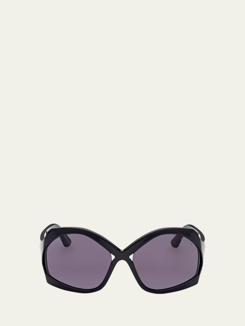 TOM FORD Cheyenne Cross-Bridge Acetate Butterfly Sunglasses