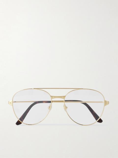 Cartier Santos De Cartier Aviator-style Gold-tone Optical Glasses