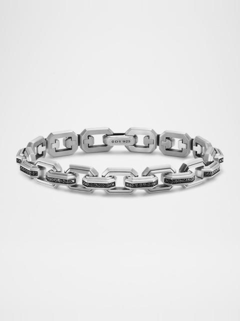 DAVID YURMAN Men's Faceted Flat Link Bracelet in Silver with Diamonds, 11mm