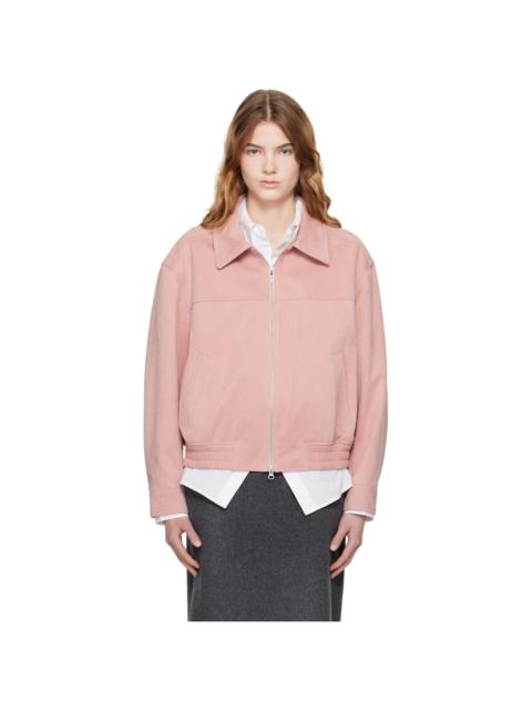 Pink Collared Faux-Suede Jacket