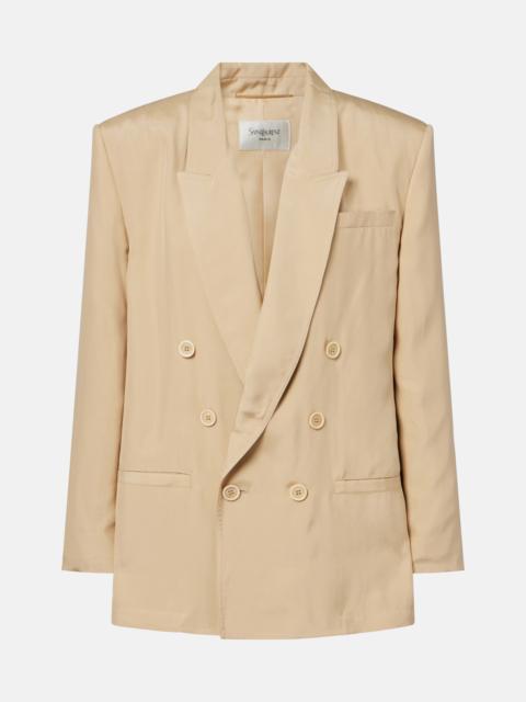 SAINT LAURENT Double-breasted oversized silk blazer