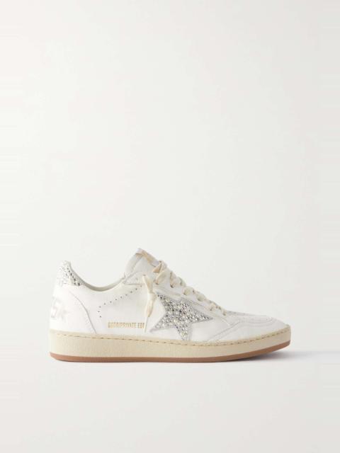 Ball Star shearling-lined embellished distressed leather sneakers