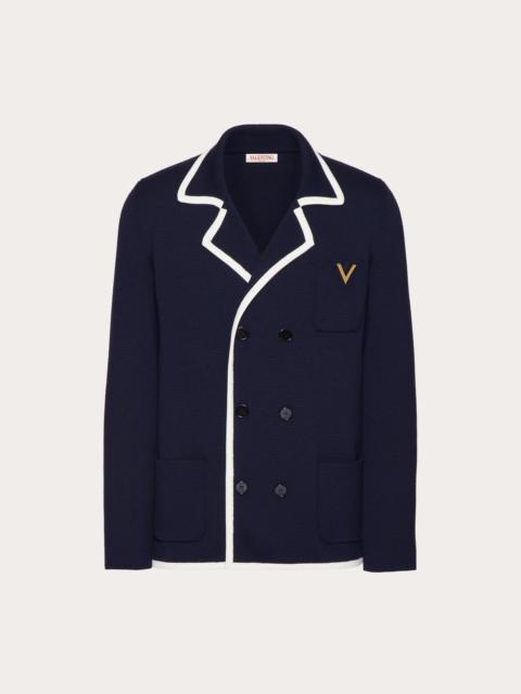 Valentino DOUBLE-BREASTED WOOL JACKET WITH METALLIC V DETAIL