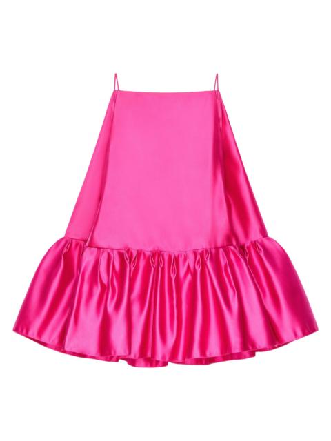 Givenchy Women's Sliced Mini Ruffled Dress in Satin - Fuchsia