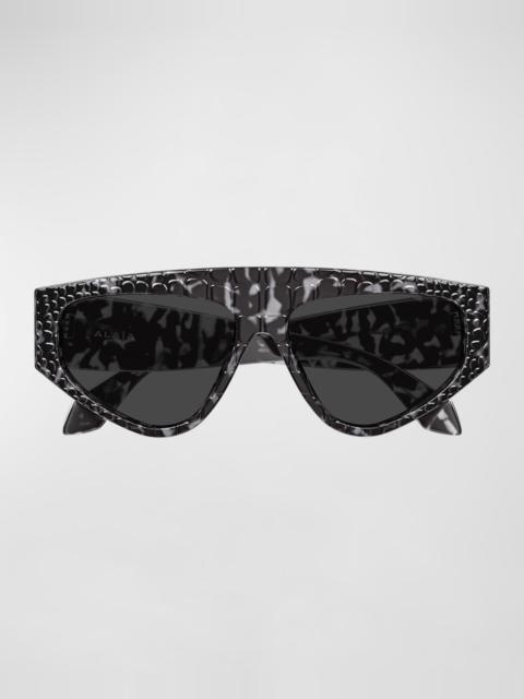 Alaïa 99mm Croc-Embossed Acetate Cat-Eye Sunglasses