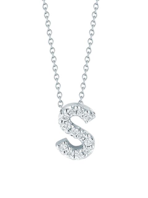 ROBERTO COIN Women's Tiny Treasures 0.08 TCW Diamond & 18K White Gold Initial Necklace - Initial S