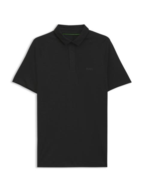 BOSS WOOL-BLEND SLIM-FIT POLO SHIRT WITH CONCEALED PLACKET