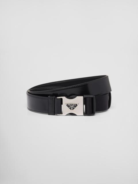Prada Brushed leather and woven tape belt