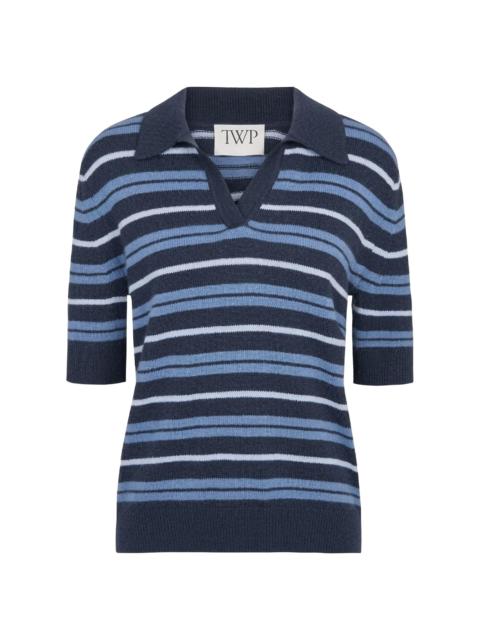 TWP Women's Slightly Oversized Cashmere Polo Shirt - Night Sky Multi